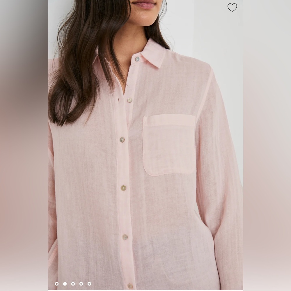 RAILS Ellis Petal Pink Organic Cotton Minimalist Button-Down Shirt Size Large